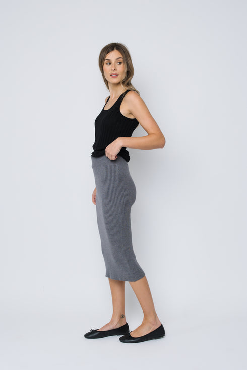 Lynne-Rib Knit Midi Skirt